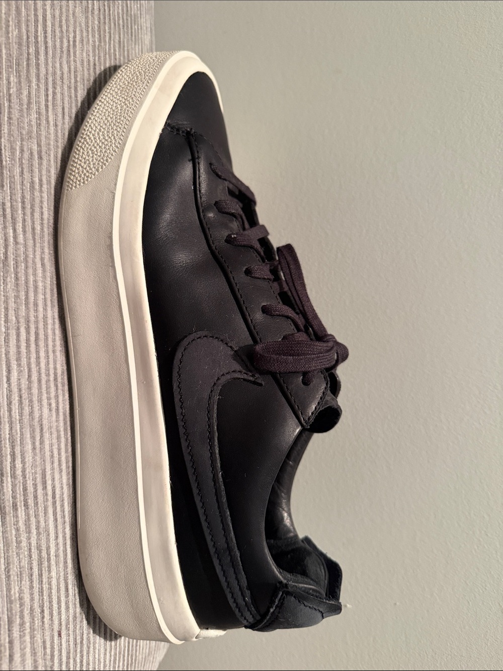Men's Nike Grand Volee Black Low-Top Leather Sneakers with White Sole
